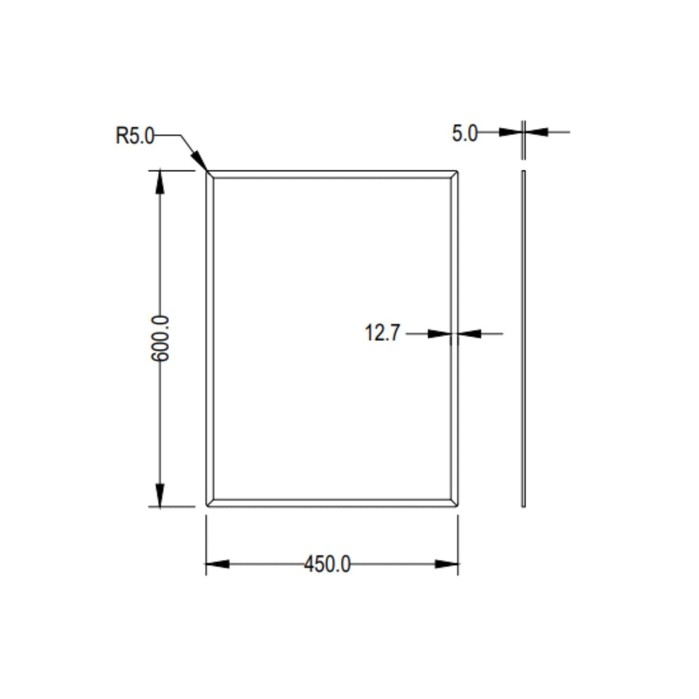 LUKKA RECTTA RECTANGULAR FRAMELESS BEVEL EDGE PLAIN MIRROR 450X600MM