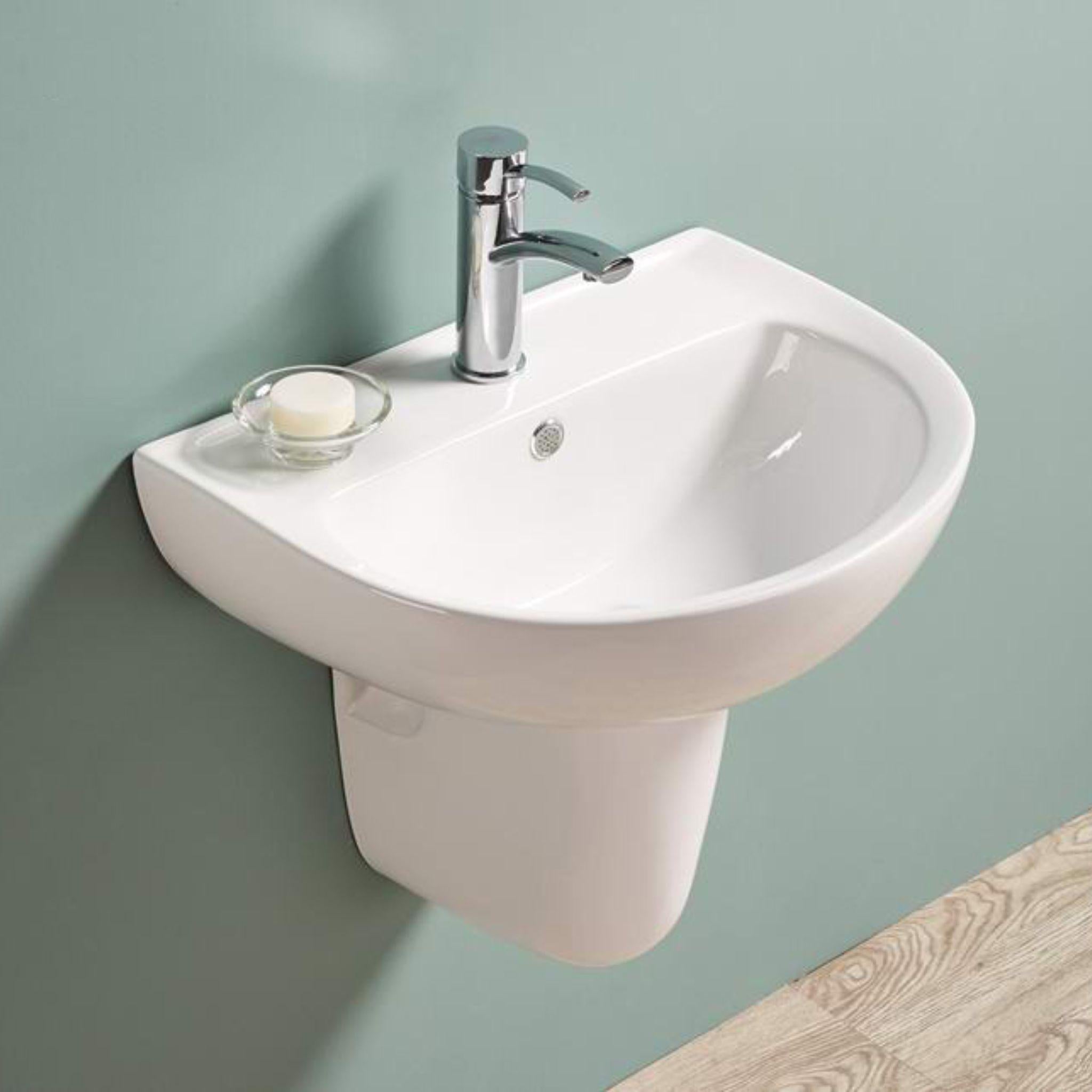 LUKKA CARRIDA WALL HUNG CARE BASIN GLOSS WHITE 565MM