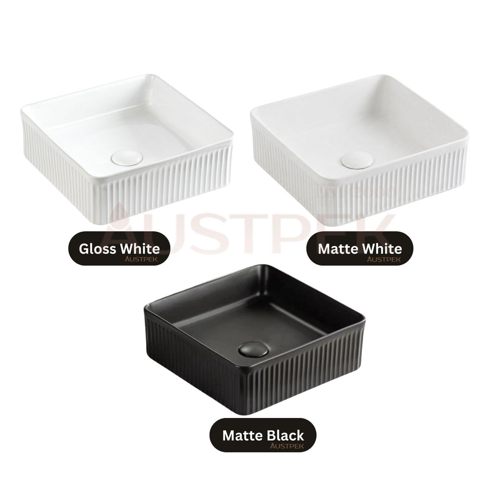 LUKKA CRETE FLUTED ABOVE COUNTER BASIN MATTE WHITE 400MM