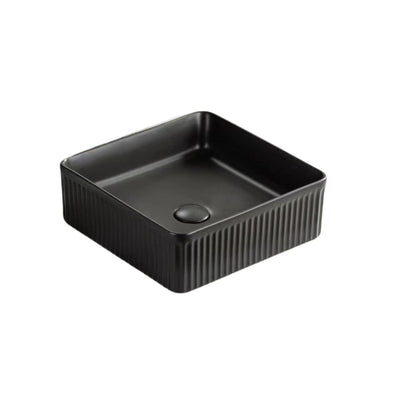 LUKKA CRETE FLUTED ABOVE COUNTER BASIN MATTE BLACK 400MM