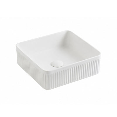LUKKA CRETE FLUTED ABOVE COUNTER BASIN MATTE WHITE 400MM