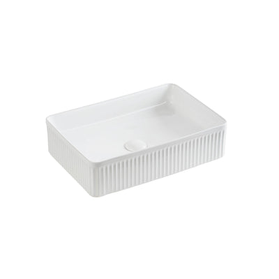 LUKKA CRETE FLUTED ABOVE COUNTER BASIN GLOSS WHITE 500MM