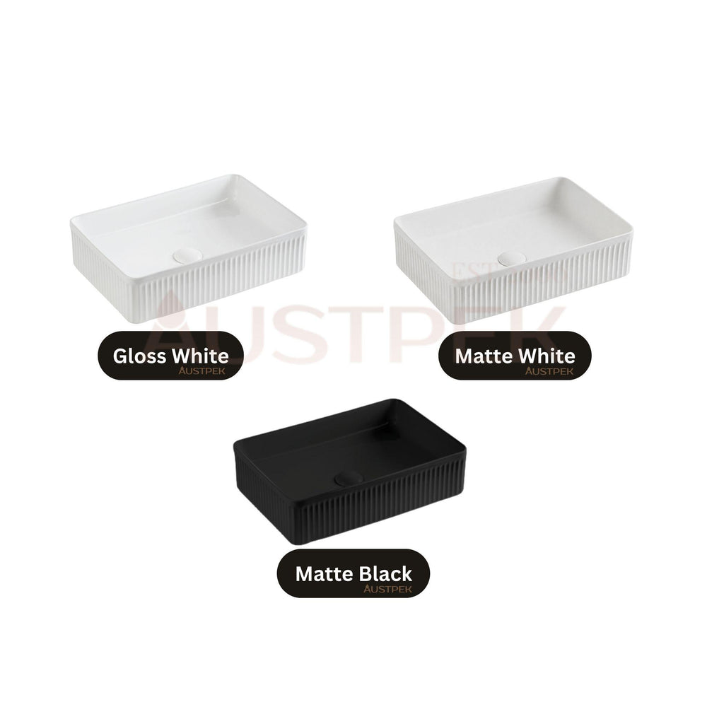 LUKKA CRETE FLUTED ABOVE COUNTER BASIN MATTE BLACK 500MM