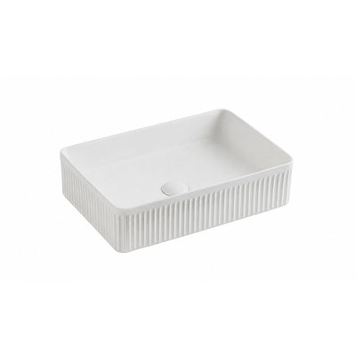 LUKKA CRETE FLUTED ABOVE COUNTER BASIN MATTE WHITE 500MM
