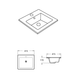 LUKKA CRETE SEMI INSET BASIN GLOSS WHITE 415MM