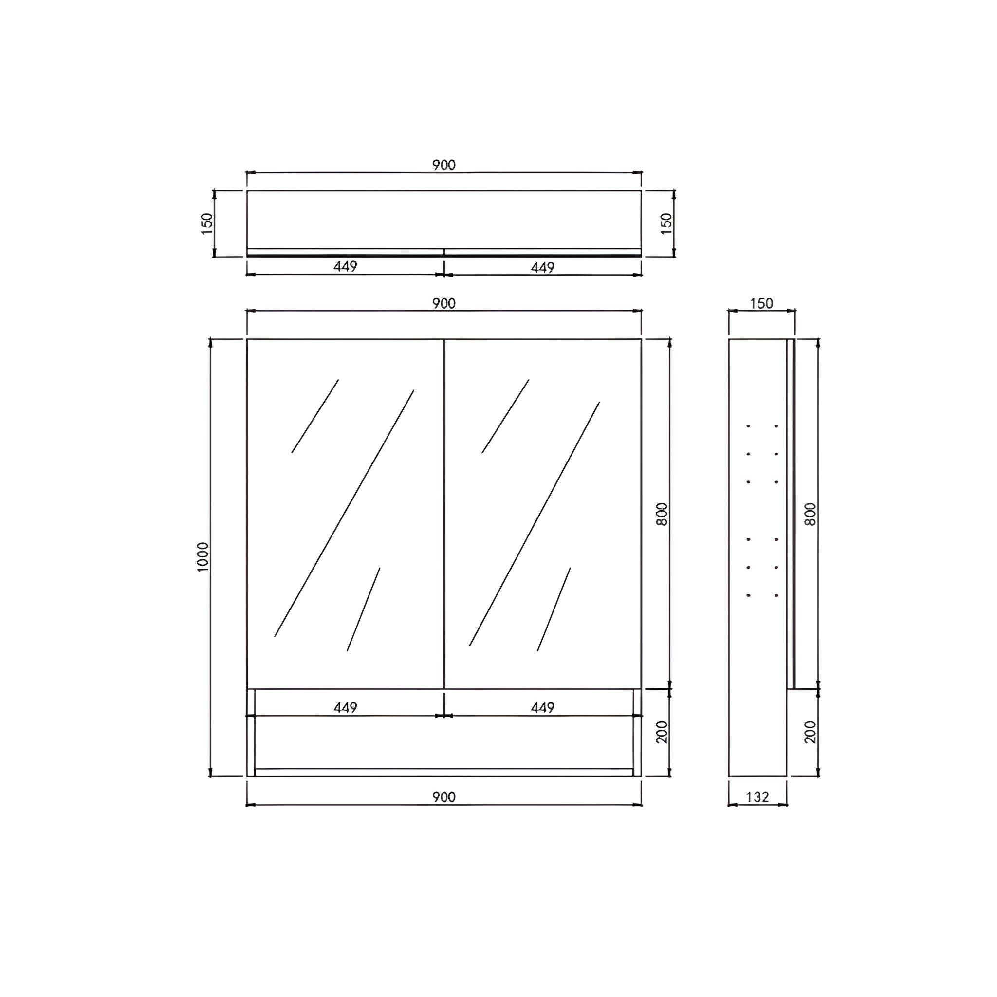 LUKKA CLARK SANDY OAK MATTE MIRROR SHAVING CABINET 900MM