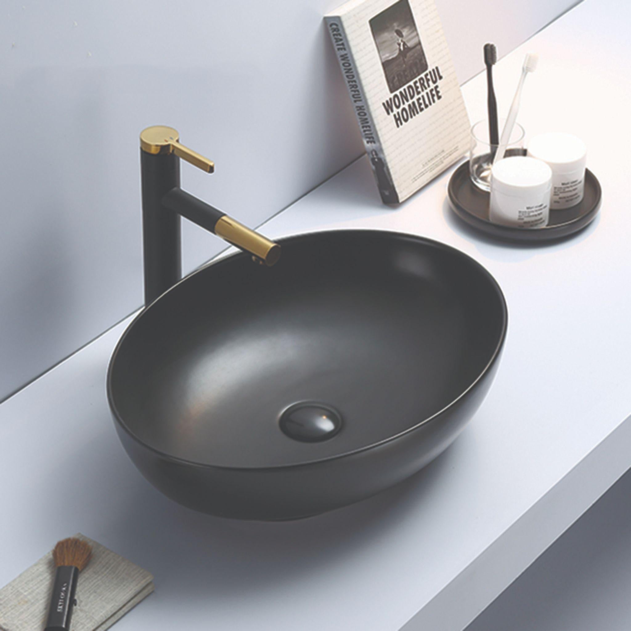 LUKKA CAREY ABOVE COUNTER BASIN MATTE BLACK 520MM