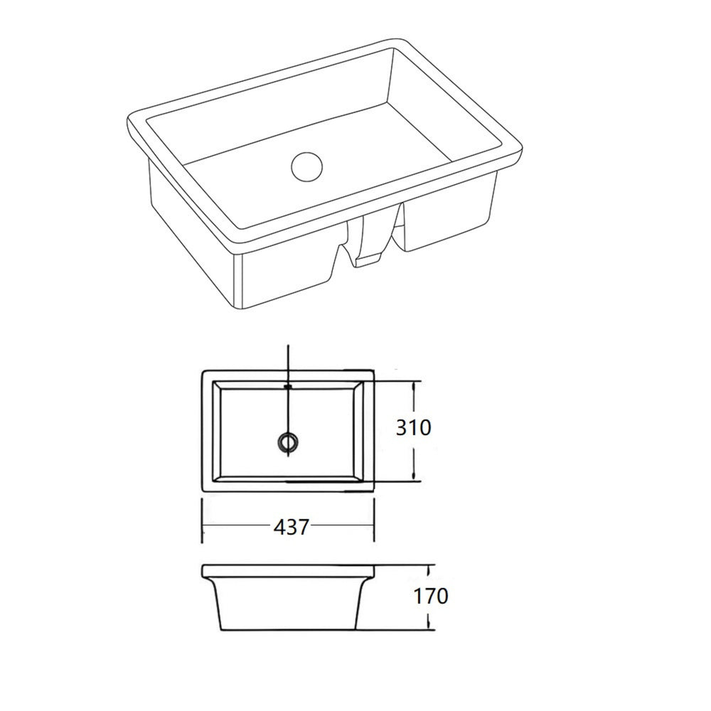 LUKKA CRETE UNDER COUNTER BASIN GLOSS WHITE 437MM