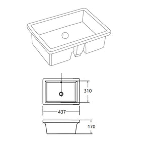 LUKKA CRETE UNDER COUNTER BASIN GLOSS WHITE 437MM