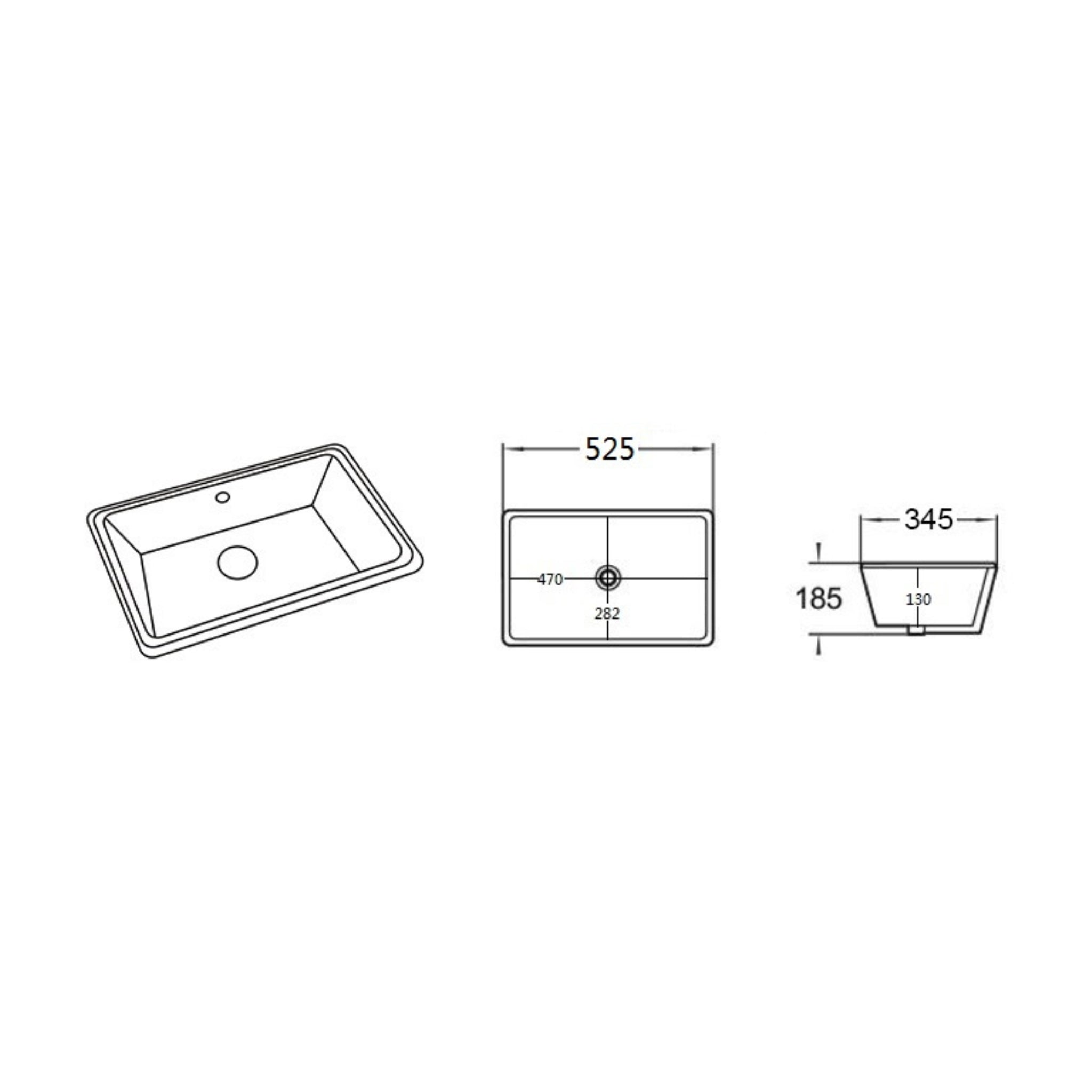 LUKKA CRETE UNDER COUNTER BASIN GLOSS WHITE 525MM