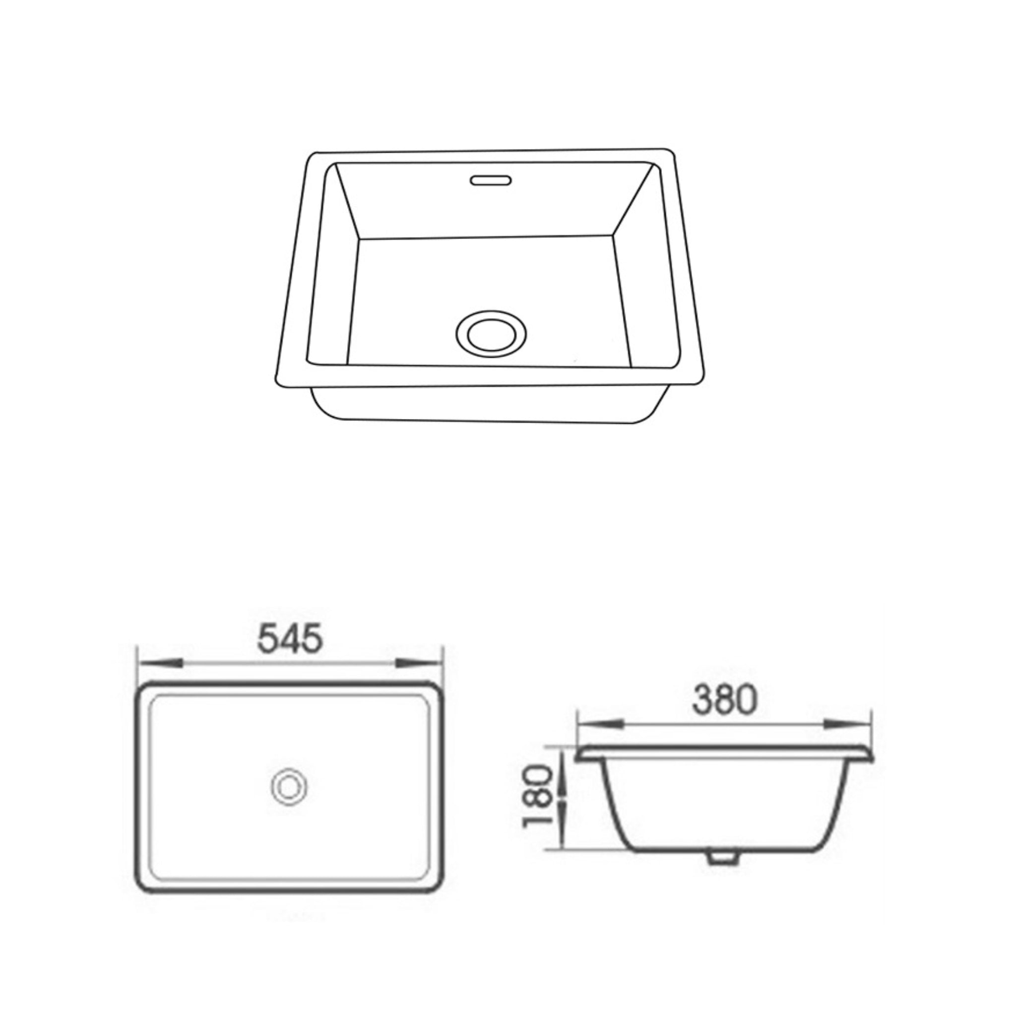 LUKKA CRETE UNDER COUNTER BASIN GLOSS WHITE 545MM