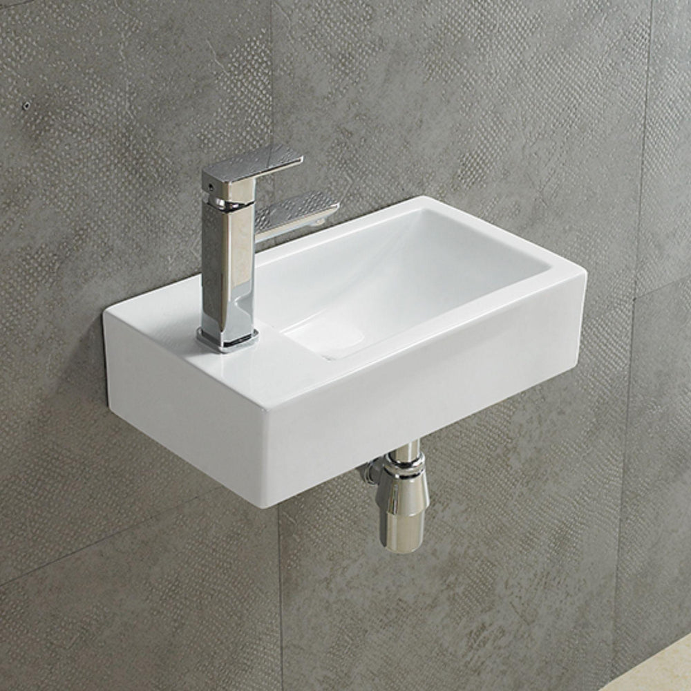 LUKKA CRETE LEFT HAND WALL HUNG MINI BASIN GLOSS WHITE 457MM