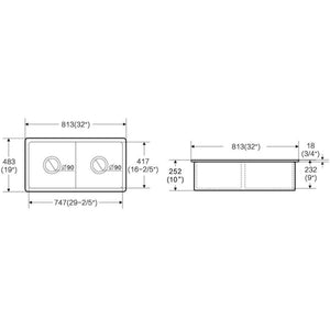 LUKKA PROCIDA INSET AND UNDERMOUNT FIRECLAY DOUBLE BOWL SINK MATTE BLACK 813MM