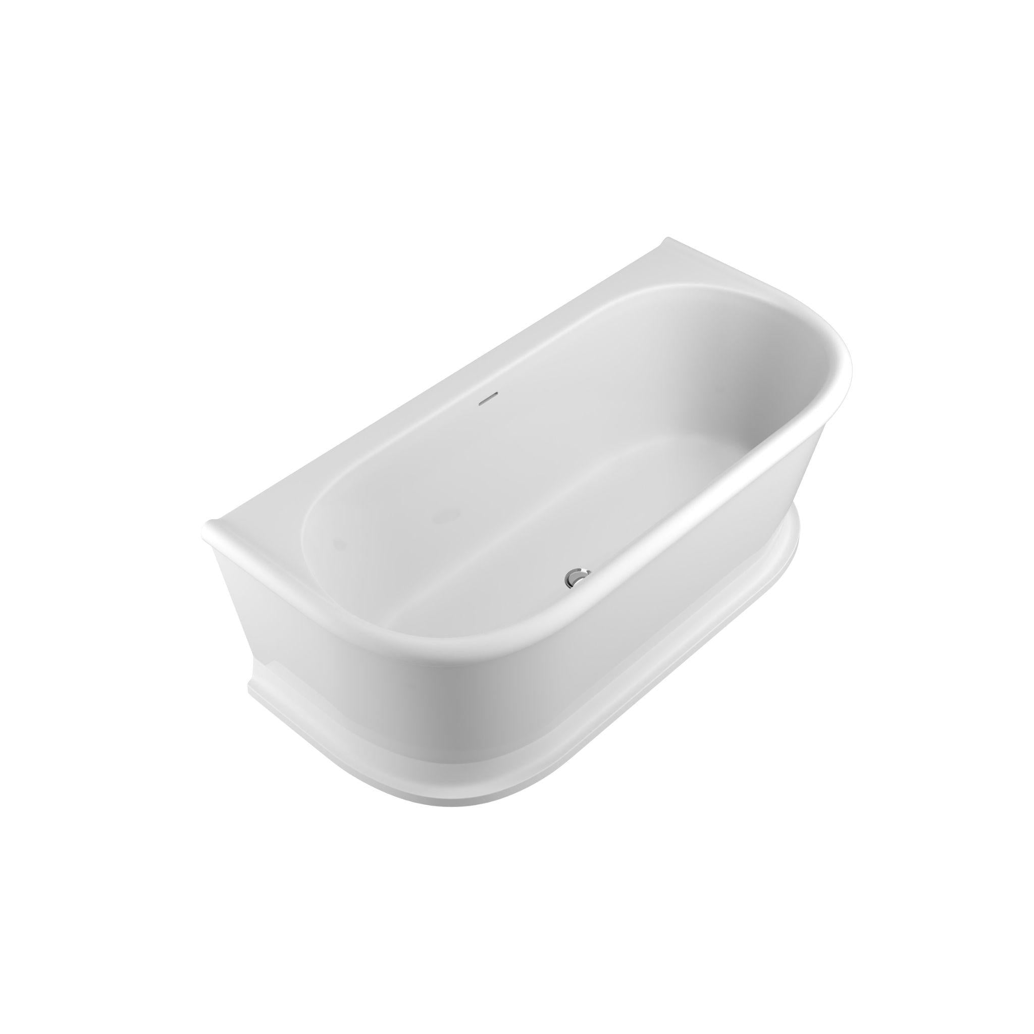 LUKKA DULWICH BACK TO WALL BATHTUB OVERFLOW GLOSS WHITE 1700MM