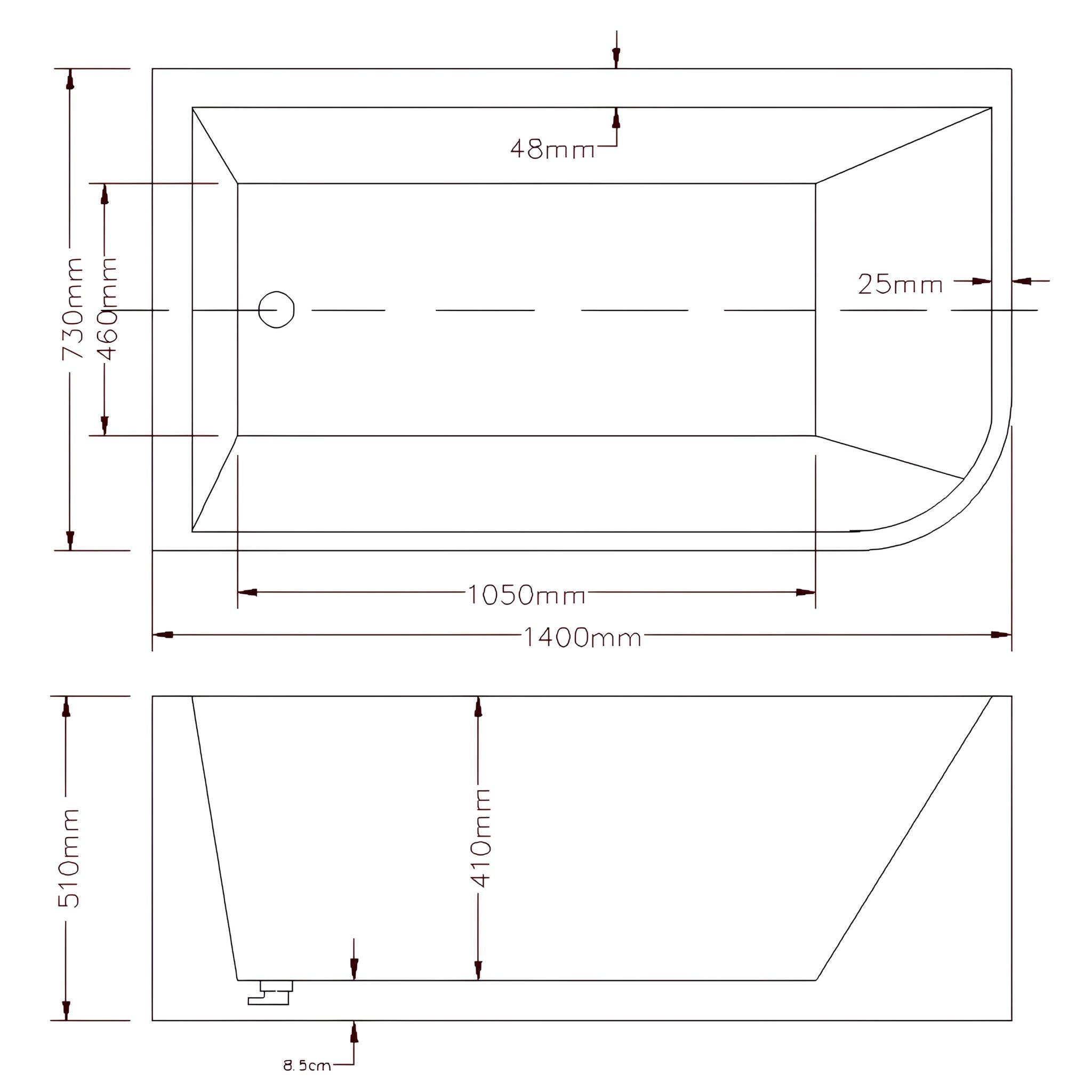 LUKKA CLAYTON FREESTANDING LEFT CORNER BATHTUB GLOSS WHITE (AVAILABLE IN 1400MM, 1500MM AND 1700MM)
