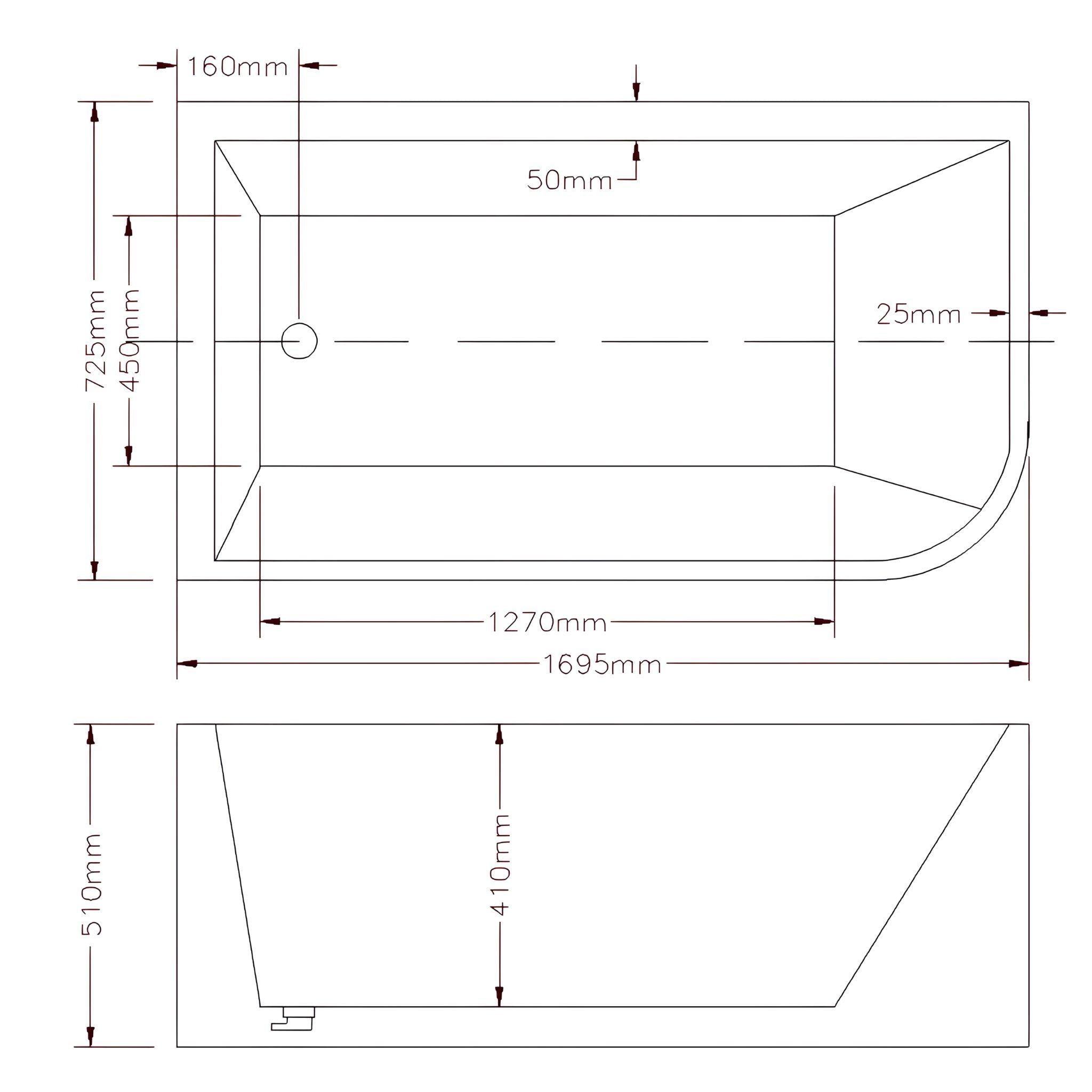 LUKKA CLAYTON FREESTANDING LEFT CORNER BATHTUB GLOSS WHITE (AVAILABLE IN 1400MM, 1500MM AND 1700MM)
