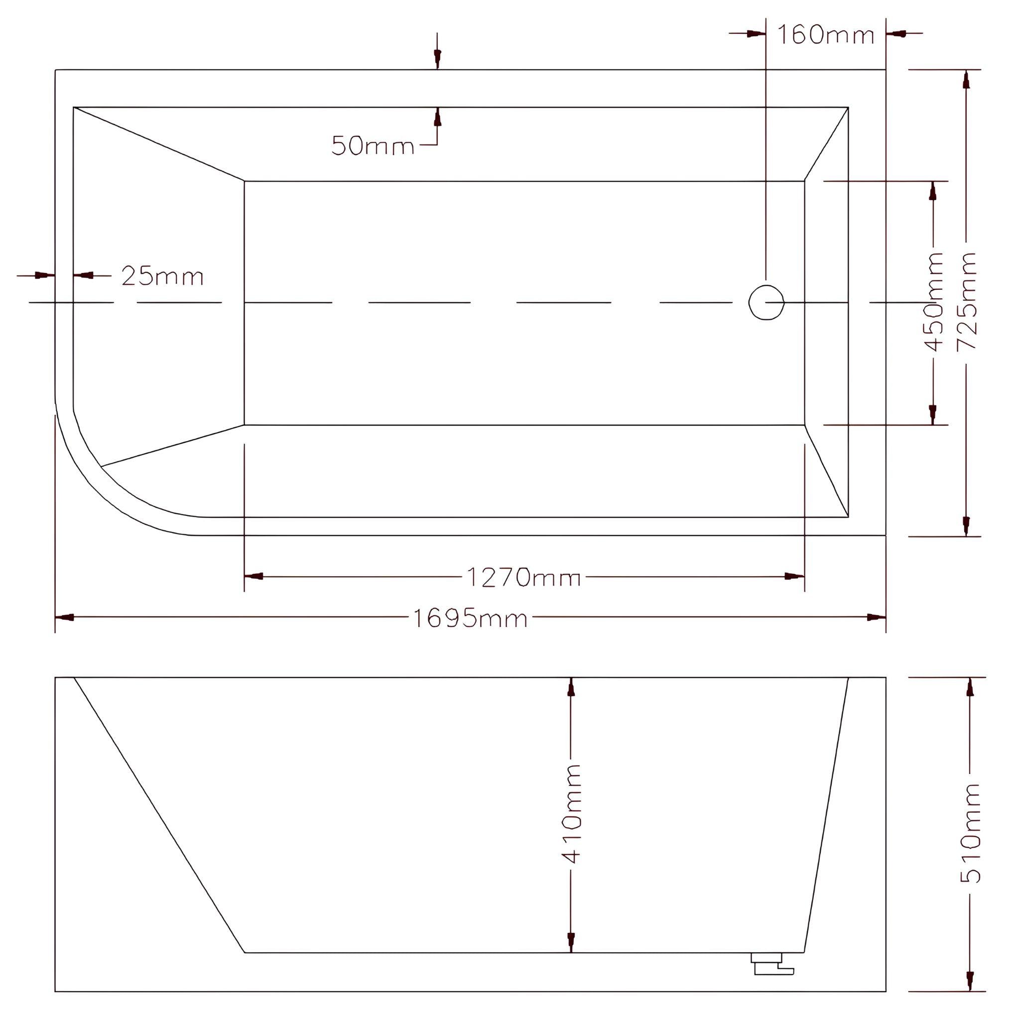 LUKKA CLAYTON FREESTANDING RIGHT CORNER BATHTUB GLOSS WHITE (AVAILABLE IN 1400MM, 1500MM AND 1700MM)