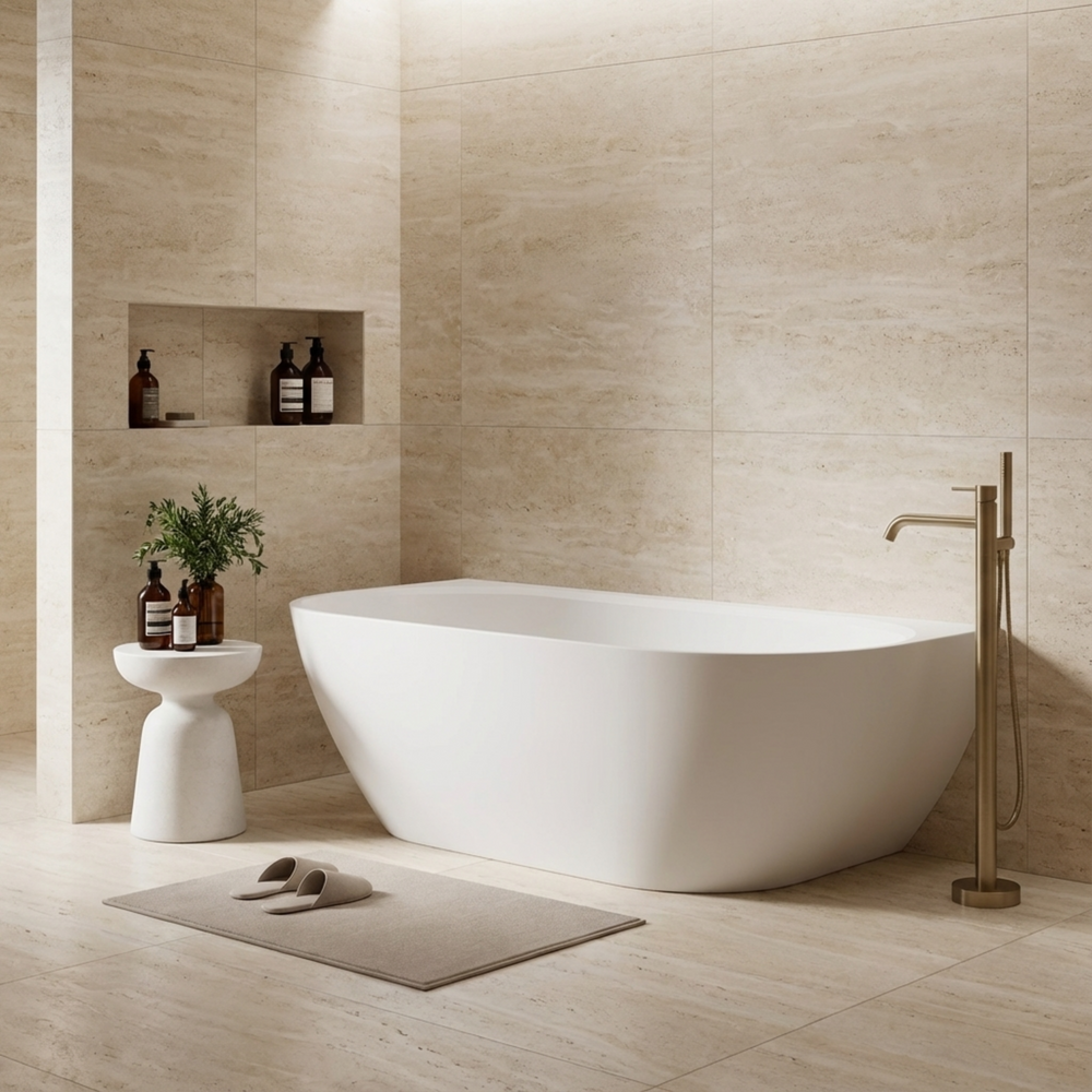 LUKKA ELLIPS BACK TO WALL FREESTANDING BATHTUB MATTE WHITE (AVAILABLE IN 1500MM AND 1700MM)