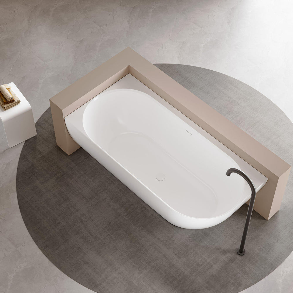 LUKKA ELLIPS FREESTANDING LEFT CORNER BATHTUB OVERFLOW GLOSS WHITE (AVAILABLE IN 1500MM AND 1700MM)