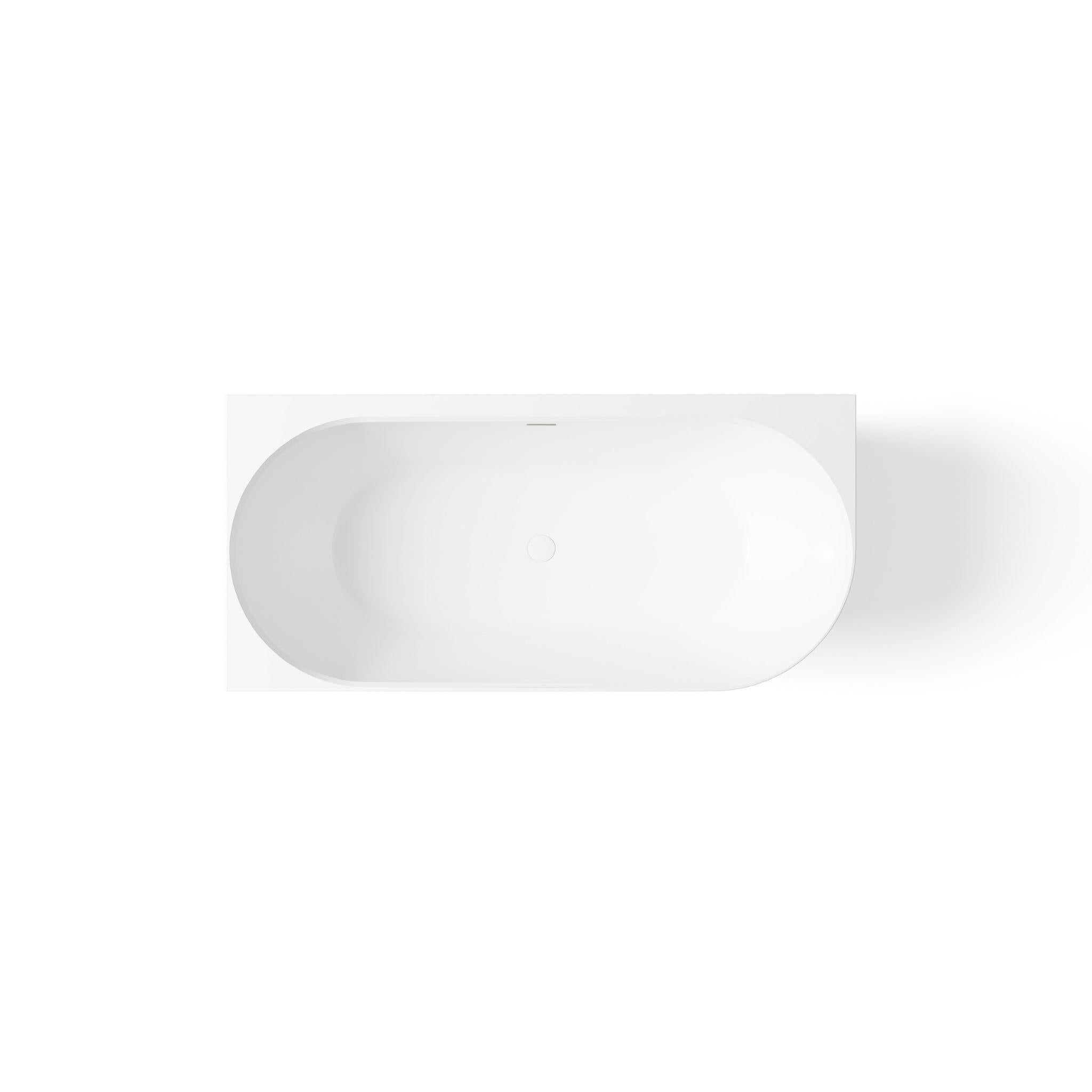 LUKKA ELLIPS FREESTANDING LEFT CORNER BATHTUB OVERFLOW GLOSS WHITE (AVAILABLE IN 1500MM AND 1700MM)