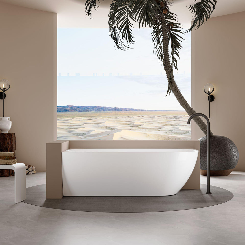 LUKKA ELLIPS FREESTANDING LEFT CORNER BATHTUB OVERFLOW GLOSS WHITE (AVAILABLE IN 1500MM AND 1700MM)
