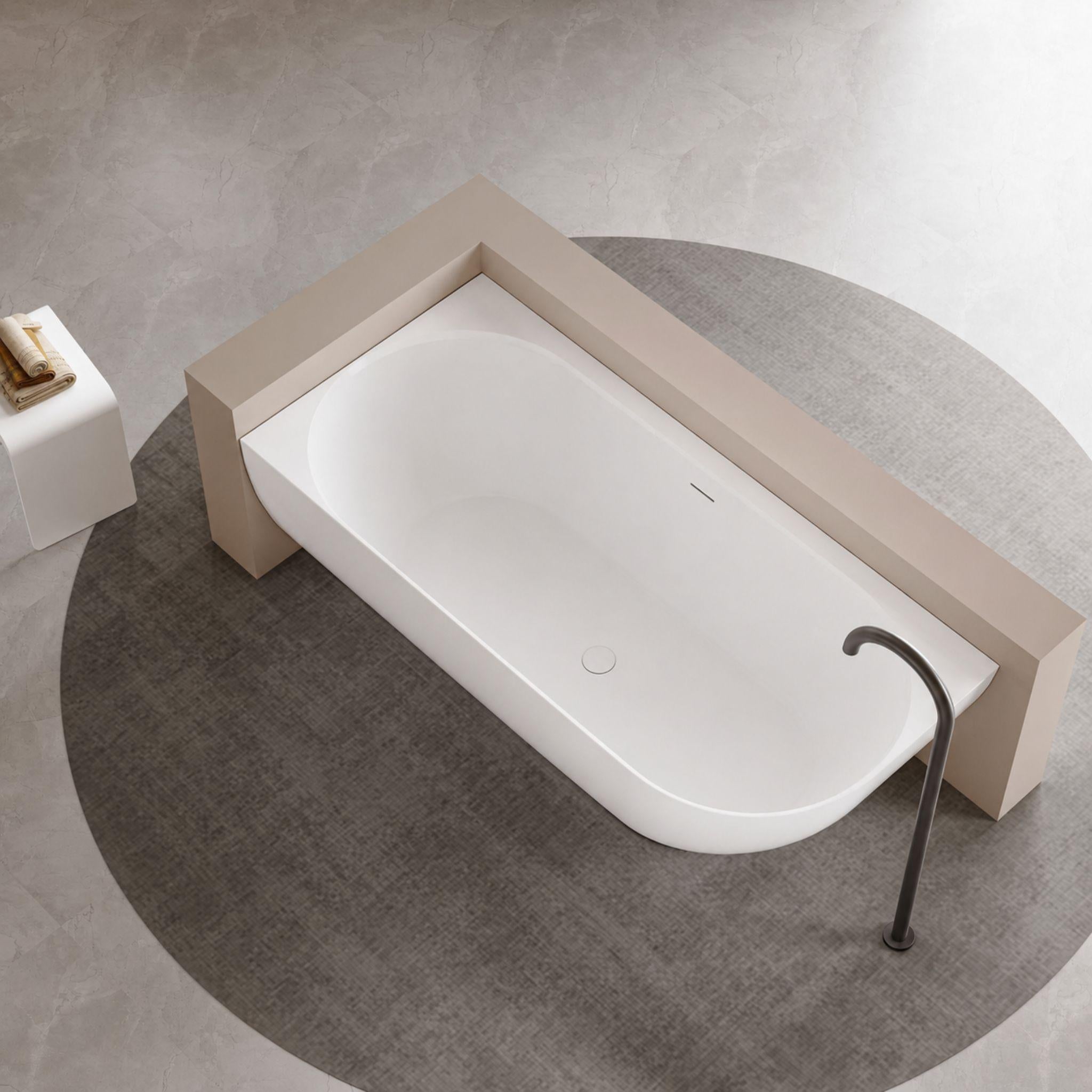 LUKKA ELLIPS FREESTANDING LEFT CORNER BATHTUB OVERFLOW MATTE WHITE (AVAILABLE IN 1500MM AND 1700MM)