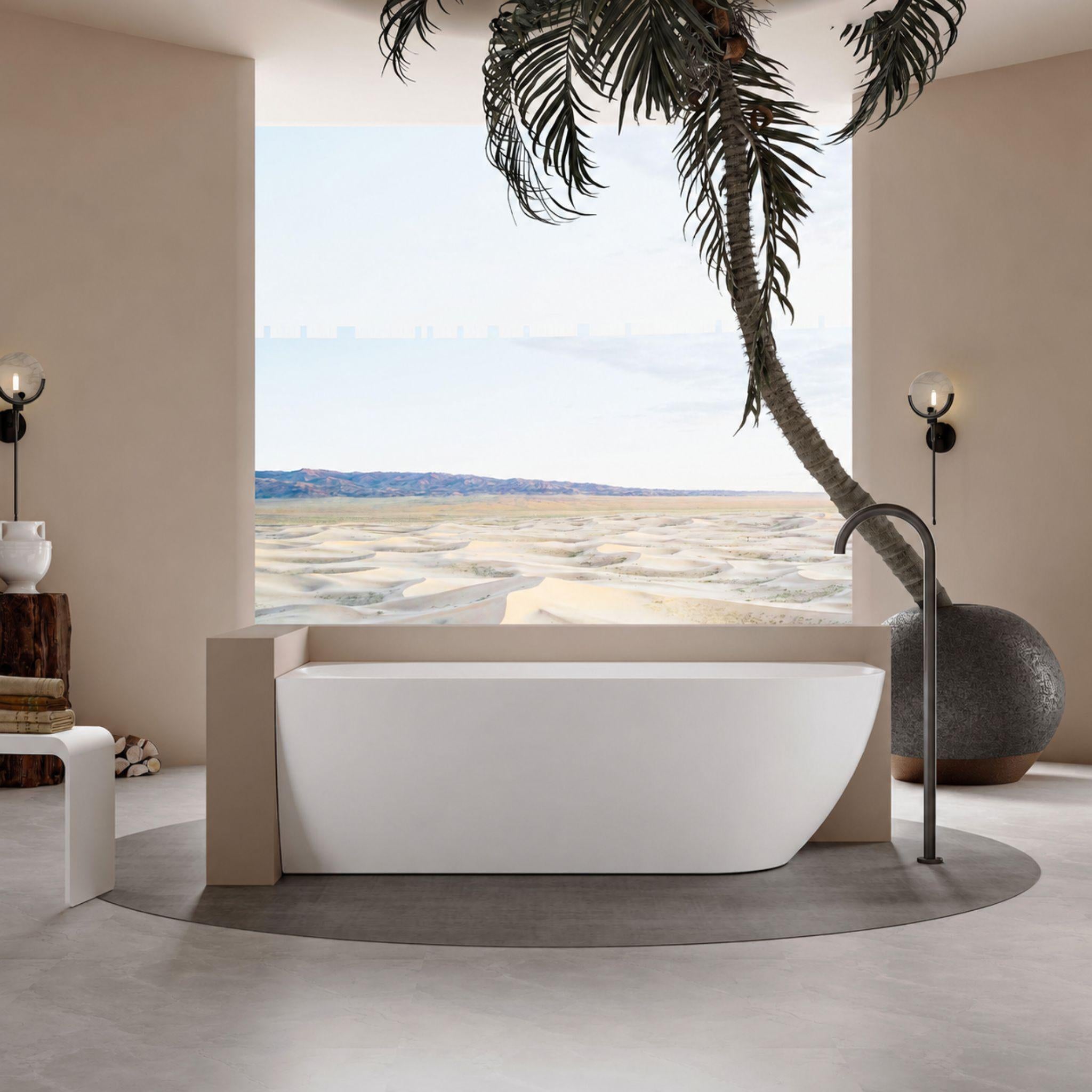 LUKKA ELLIPS FREESTANDING LEFT CORNER BATHTUB OVERFLOW MATTE WHITE (AVAILABLE IN 1500MM AND 1700MM)