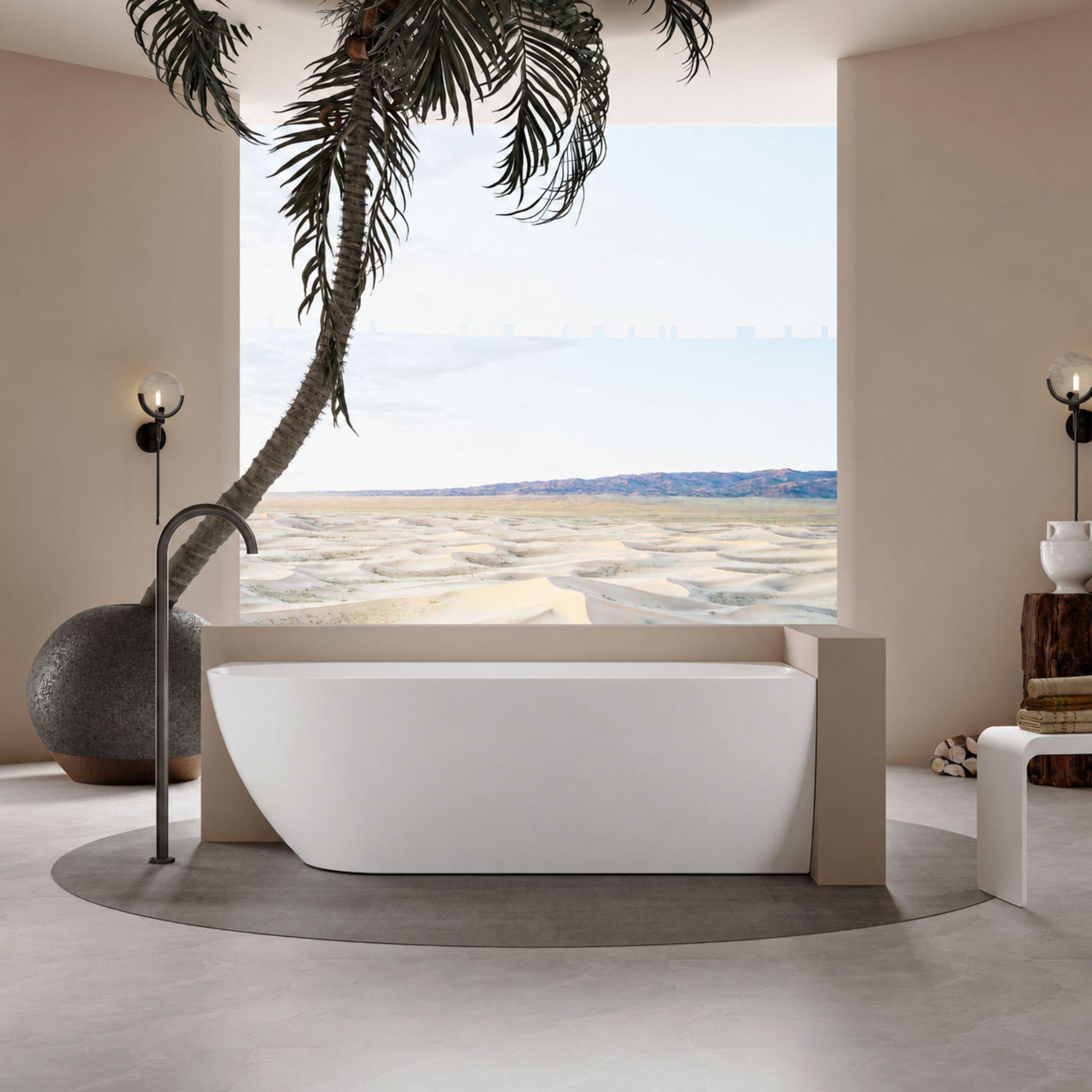 LUKKA ELLIPS FREESTANDING RIGHT CORNER BATHTUB OVERFLOW MATTE WHITE (AVAILABLE IN 1500MM AND 1700MM)