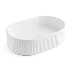 LUKKA ELLIPS FLUTED ABOVE COUNTER BASIN GLOSS WHITE 490MM