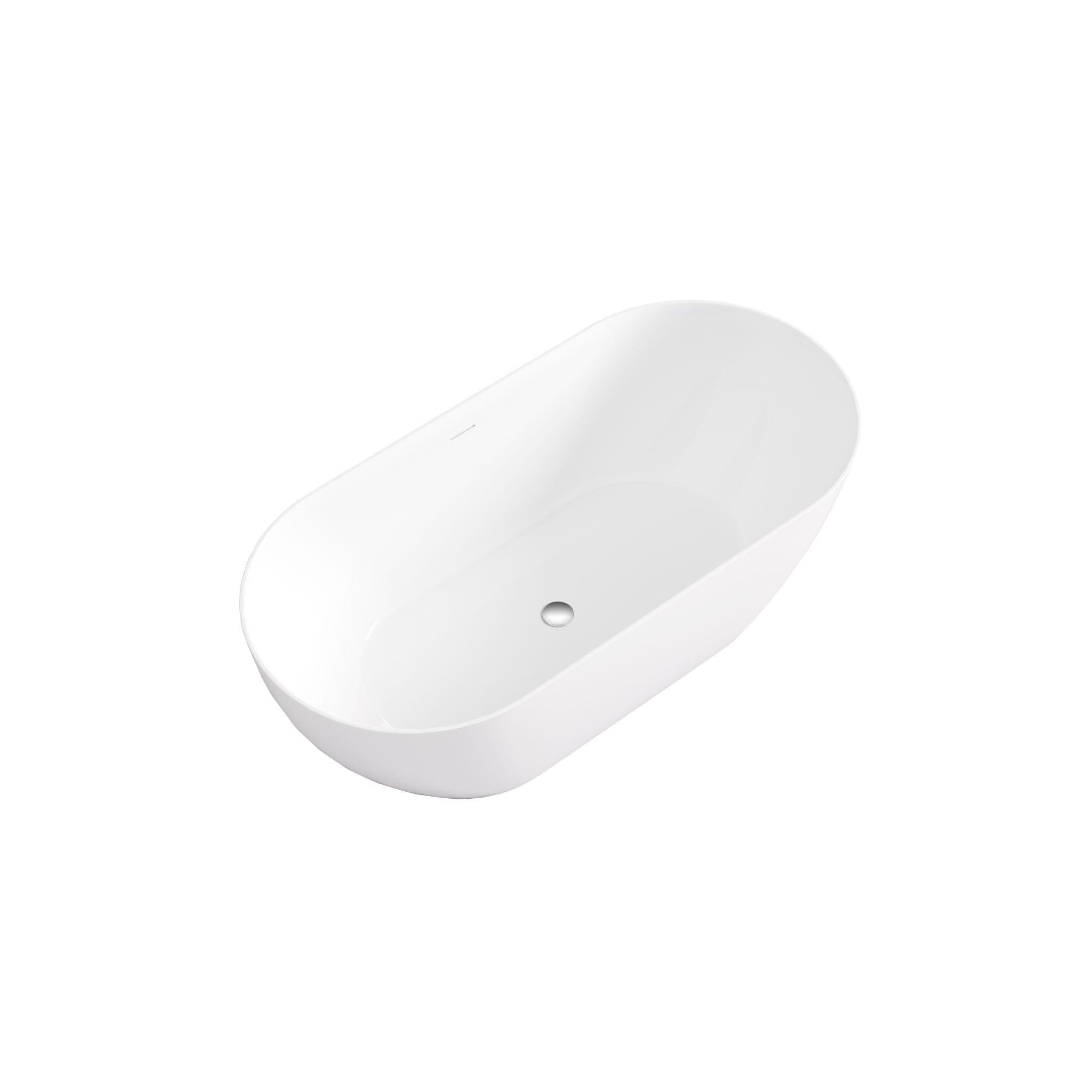 LUKKA ELLIPS SLIM FREESTANDING BATHTUB WITH OVERFLOW GLOSS WHITE (AVAILABLE IN 1395MM, 1530MM AND 1700MM)