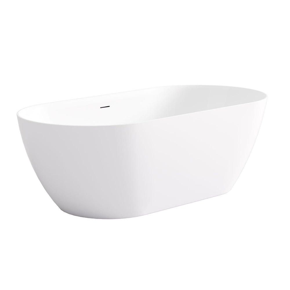 LUKKA ELLIPS SLIM FREESTANDING BATHTUB WITH OVERFLOW MATTE WHITE (AVAILABLE IN 1395MM, 1530MM AND 1700MM)
