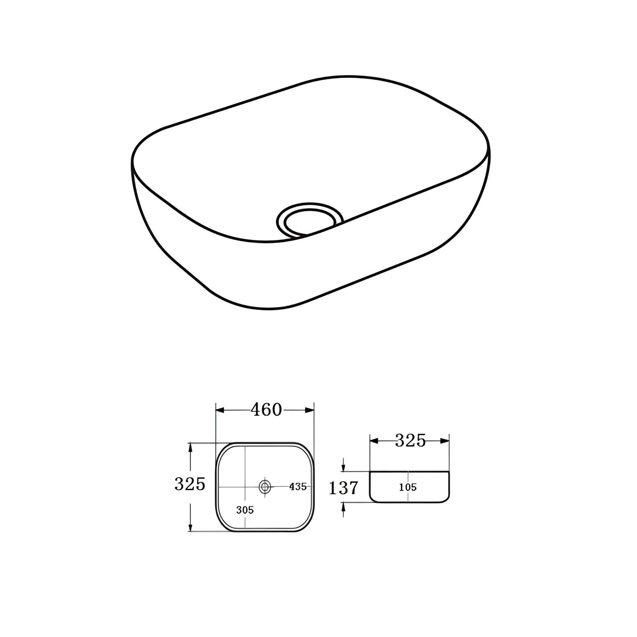 LUKKA ELLIPS ABOVE COUNTER BASIN GLOSS WHITE 460MM