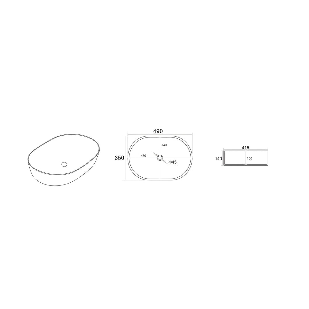 LUKKA ELLIPS ABOVE COUNTER BASIN GLOSS WHITE 490MM