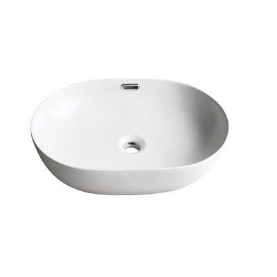 LUKKA ELLIPS ABOVE COUNTER BASIN WITH OVERFLOW MATTE WHITE 490MM
