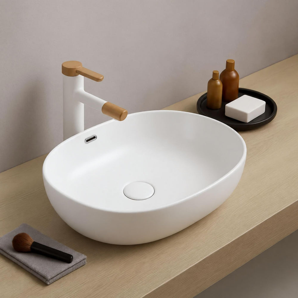 LUKKA ELLIPS ABOVE COUNTER BASIN MATTE WHITE 610MM