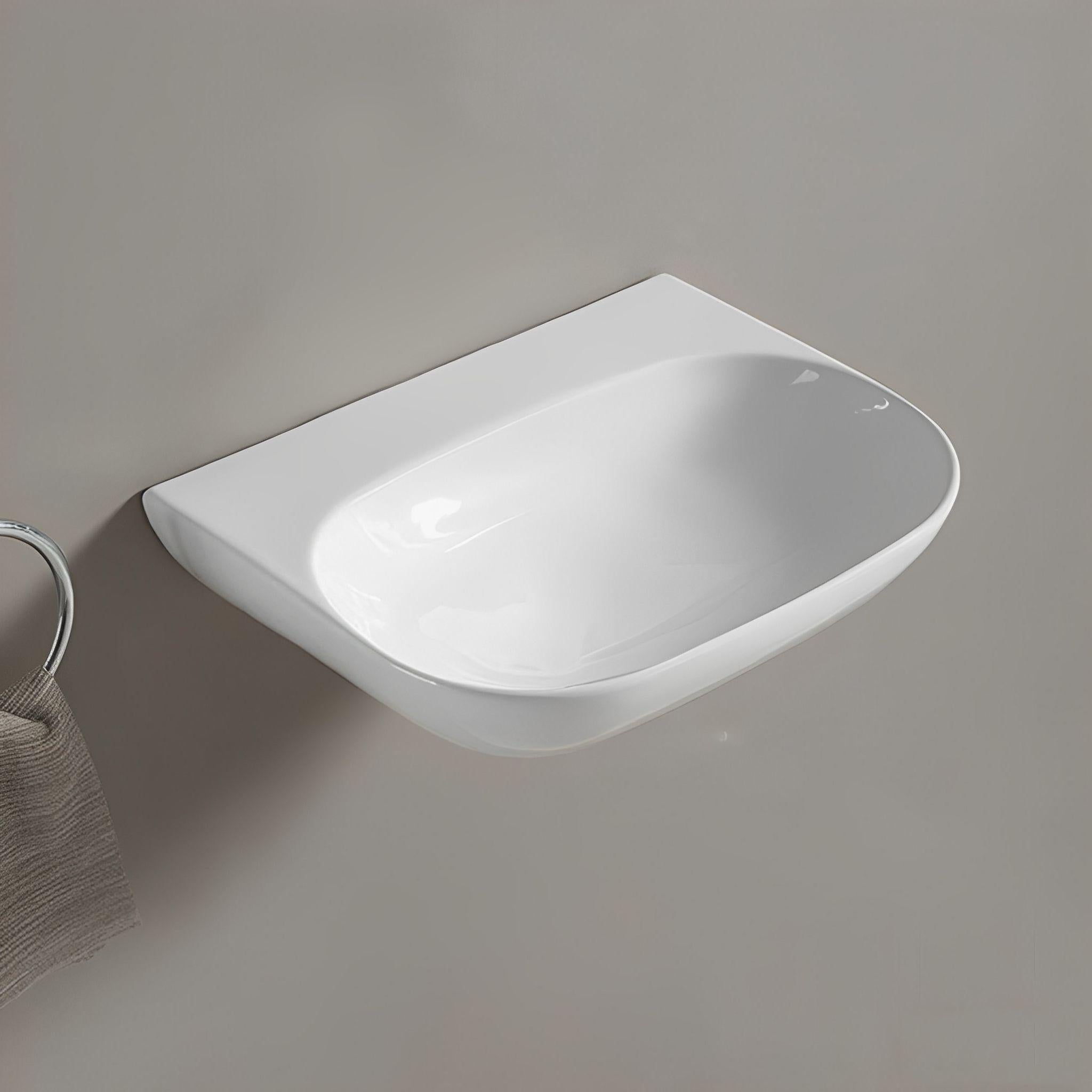 LUKKA ELLIPS WALL HUNG BASIN GLOSS WHITE 500MM
