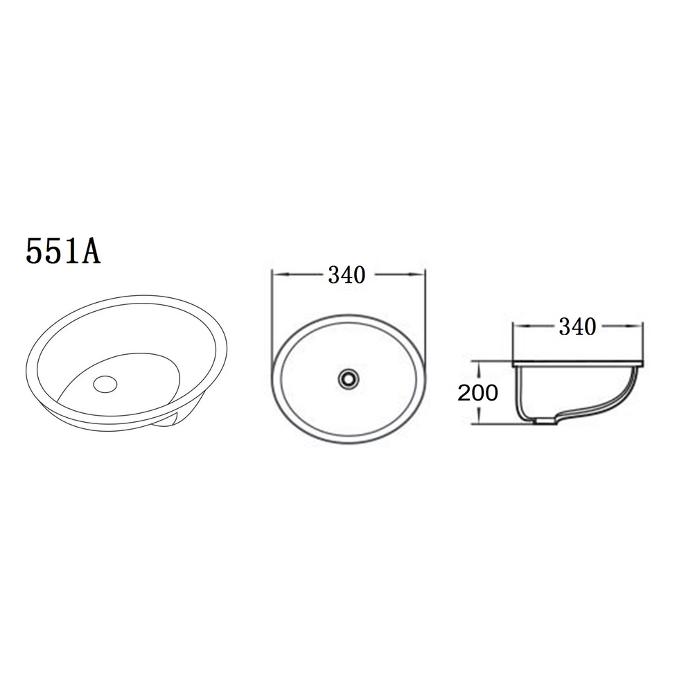 LUKKA ELIPPS UNDER COUNTER BASIN GLOSS WHITE 340MM