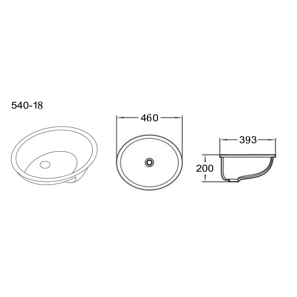 LUKKA ELIPPS UNDER COUNTER BASIN GLOSS WHITE 460MM