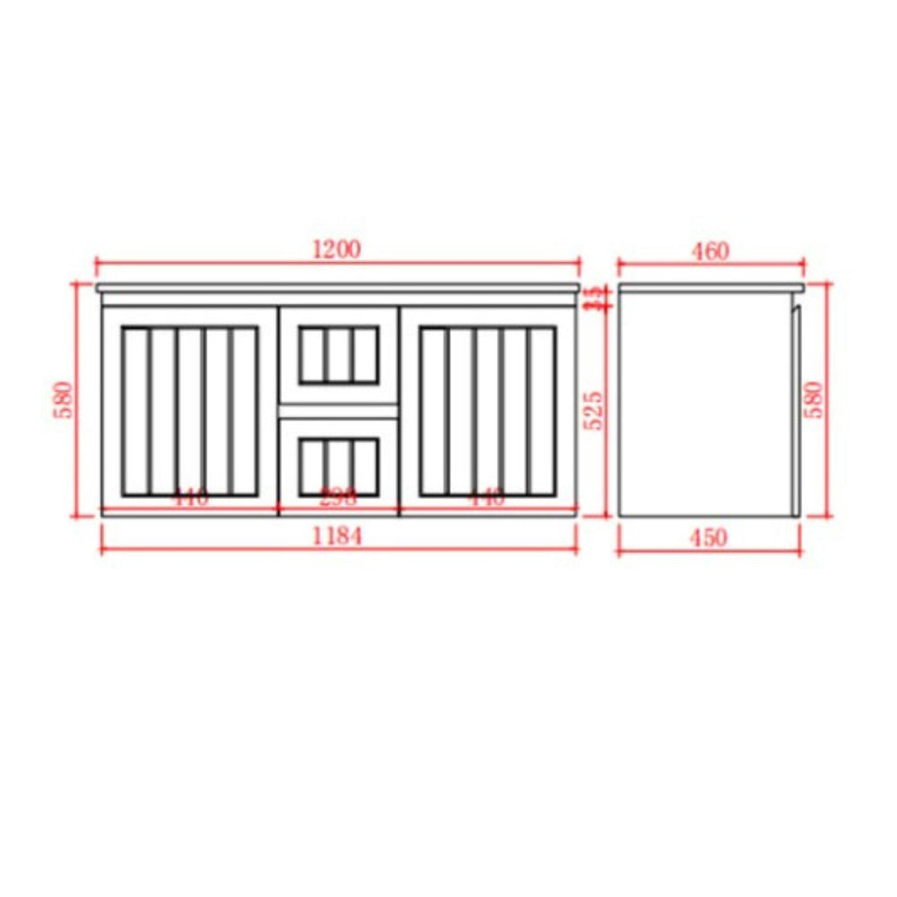 LUKKA ARCHILL FEDERATION MATTE BLACK 1200MM DOUBLE BOWL WALL HUNG VANITY