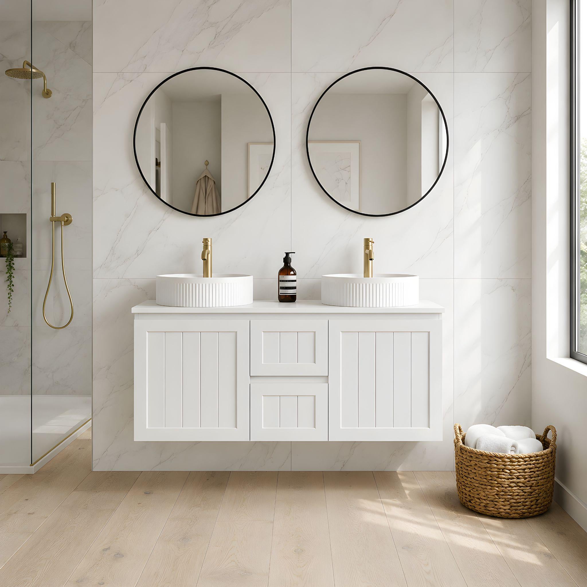 LUKKA ARCHILL FEDERATION MATTE WHITE 1200MM DOUBLE BOWL WALL HUNG VANITY