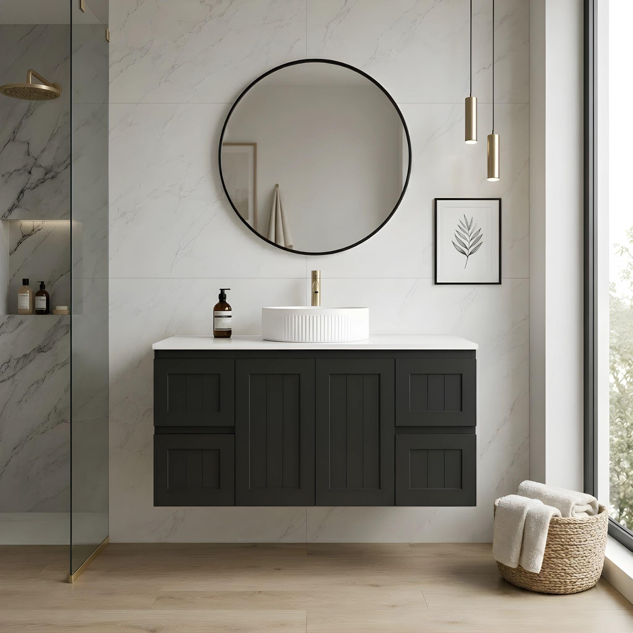 LUKKA ARCHILL FEDERATION MATTE BLACK 1200MM SINGLE BOWL WALL HUNG VANITY