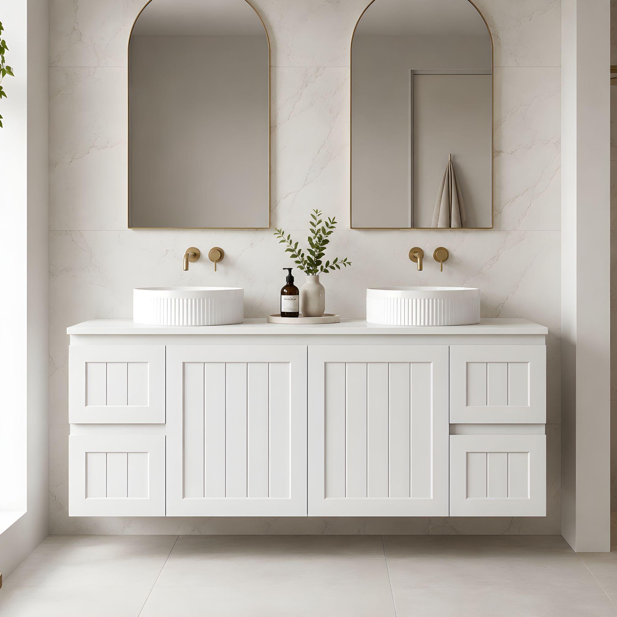 LUKKA ARCHILL FEDERATION MATTE WHITE 1500MM DOUBLE BOWL WALL HUNG VANITY