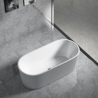LUKKA AGENA FLUTED FREESTANDING BATHTUB GLOSS WHITE (AVAILABLE IN 1500MM AND 1700MM)