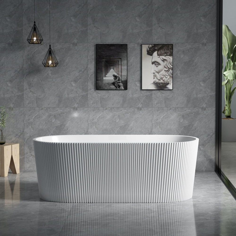 LUKKA AGENA FLUTED FREESTANDING BATHTUB GLOSS WHITE (AVAILABLE IN 1500MM AND 1700MM)