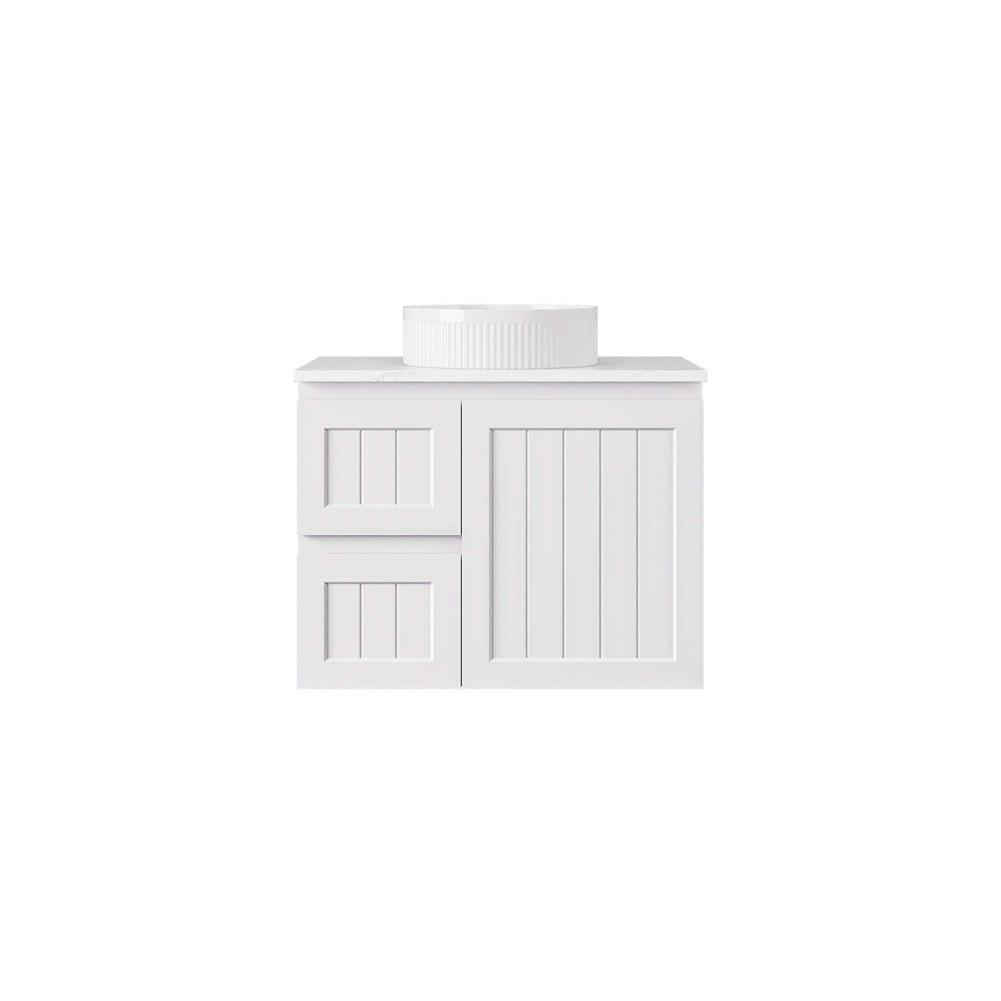 LUKKA ARCHILL FEDERATION WHITE 750MM SINGLE BOWL WALL HUNG VANITY (AVAILABLE IN LEFT AND RIGHT HAND DRAWER)