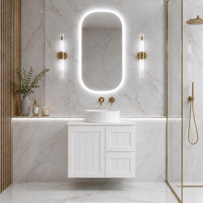 LUKKA ARCHILL FEDERATION WHITE 750MM SINGLE BOWL WALL HUNG VANITY (AVAILABLE IN LEFT AND RIGHT HAND DRAWER)