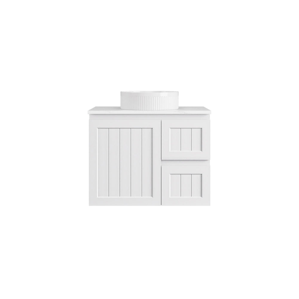 LUKKA ARCHILL FEDERATION WHITE 750MM SINGLE BOWL WALL HUNG VANITY (AVAILABLE IN LEFT AND RIGHT HAND DRAWER)