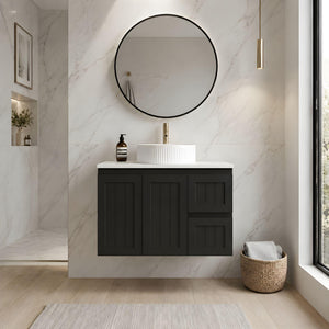 LUKKA ARCHILL FEDERATION MATTE BLACK 900MM SINGLE BOWL WALL HUNG VANITY (AVAILABLE IN LEFT AND RIGHT HAND DRAWER)