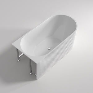 LUKKA BINGE FLUTED FREESTANDING LEFT CORNER BATHTUB MATTE WHITE (AVAILABLE IN 1500MM AND 1700MM)