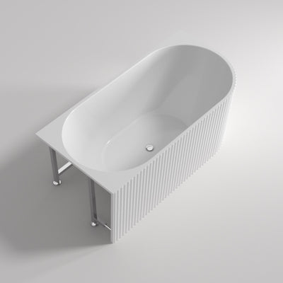 LUKKA BINGE FLUTED FREESTANDING LEFT CORNER BATHTUB MATTE WHITE (AVAILABLE IN 1500MM AND 1700MM)